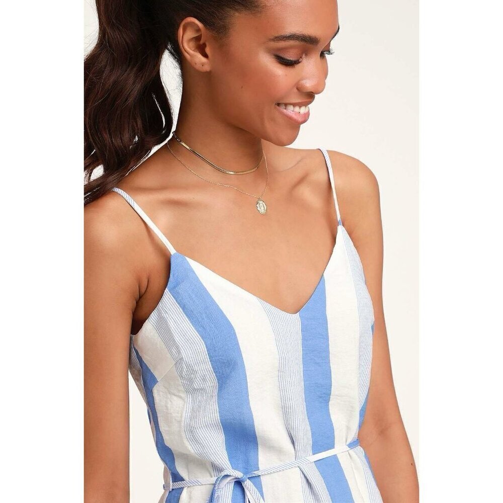 Lulu’s Life's a Breeze Blue Striped Sleeveless Sheath Dress Size Large - Picture 9 of 9